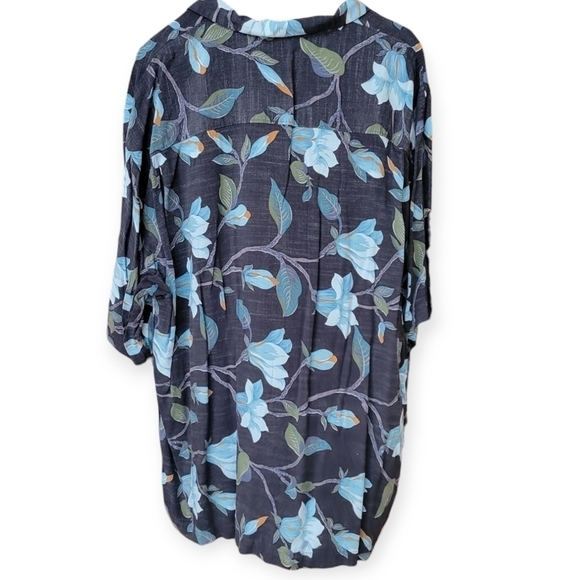 Tommy Bahama Hawaiian Floral Button Up Shirt Top Men's Size XXL Blue Green - Picture 5 of 9